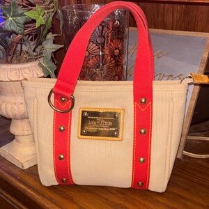 Louis Vuitton Antigua Cabas PM Canvas Tote - Beige & Red